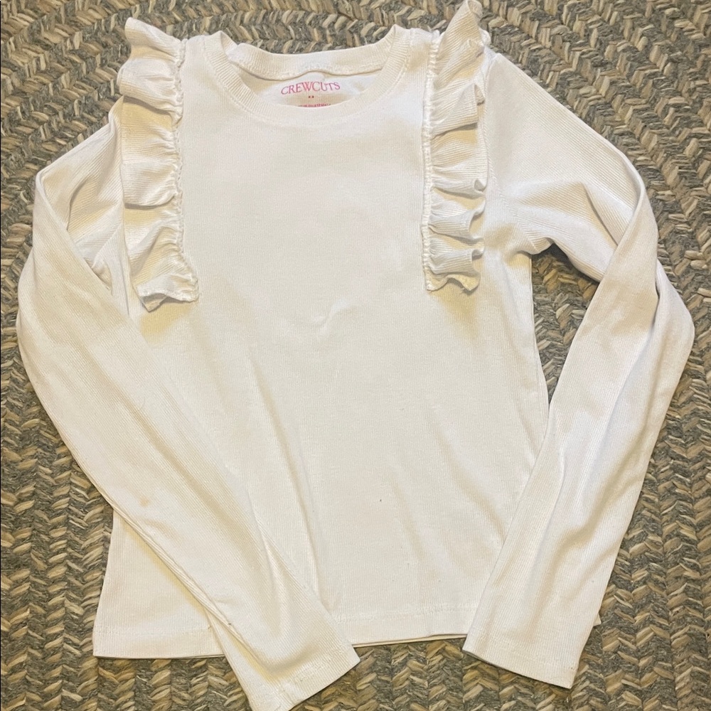 Crewcuts girls  White Ruffle Long Sleeve Shirt - Size 8